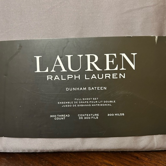 Lauren Ralph Lauren Full Charcoal Gray Dunham Sateen Sheet Set 300 TC Cotton NWT